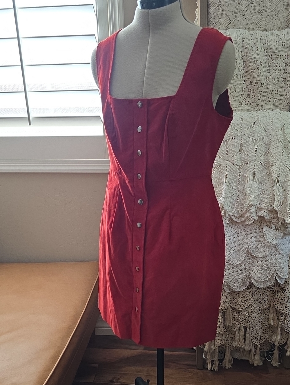 Gianni Bini Rust Button-Front Mini Dress